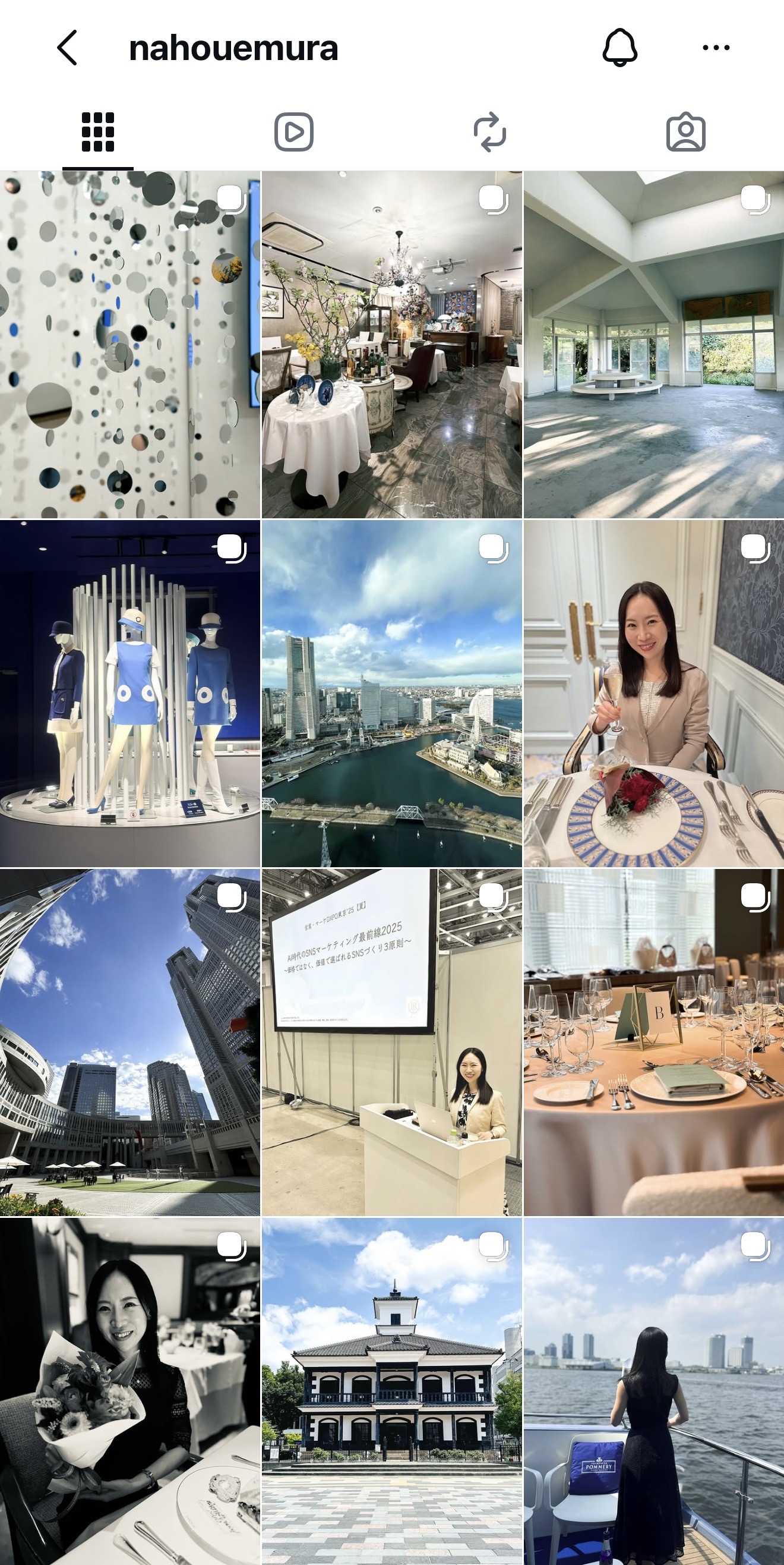 1枚目に世界観の写真を並べたInstagramのフィード画面